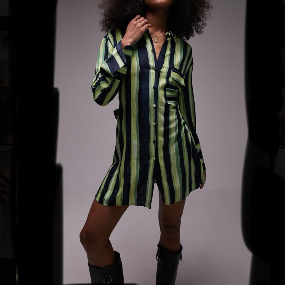 TopShop Long Sleeve Mini Shirt Dress / Tunic - Picture 4 of 5